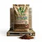 X-HUMATE Fulvic Acid Chelated Zinc micronutrient fertilizer, 20kg / 44lbs export-grade bag on a wooden pallet, professional white background product photography with powder texture sample.